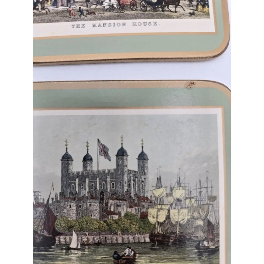 Pimpernel Cork Backed Coasters 19th Century London Box of 6 Vintage